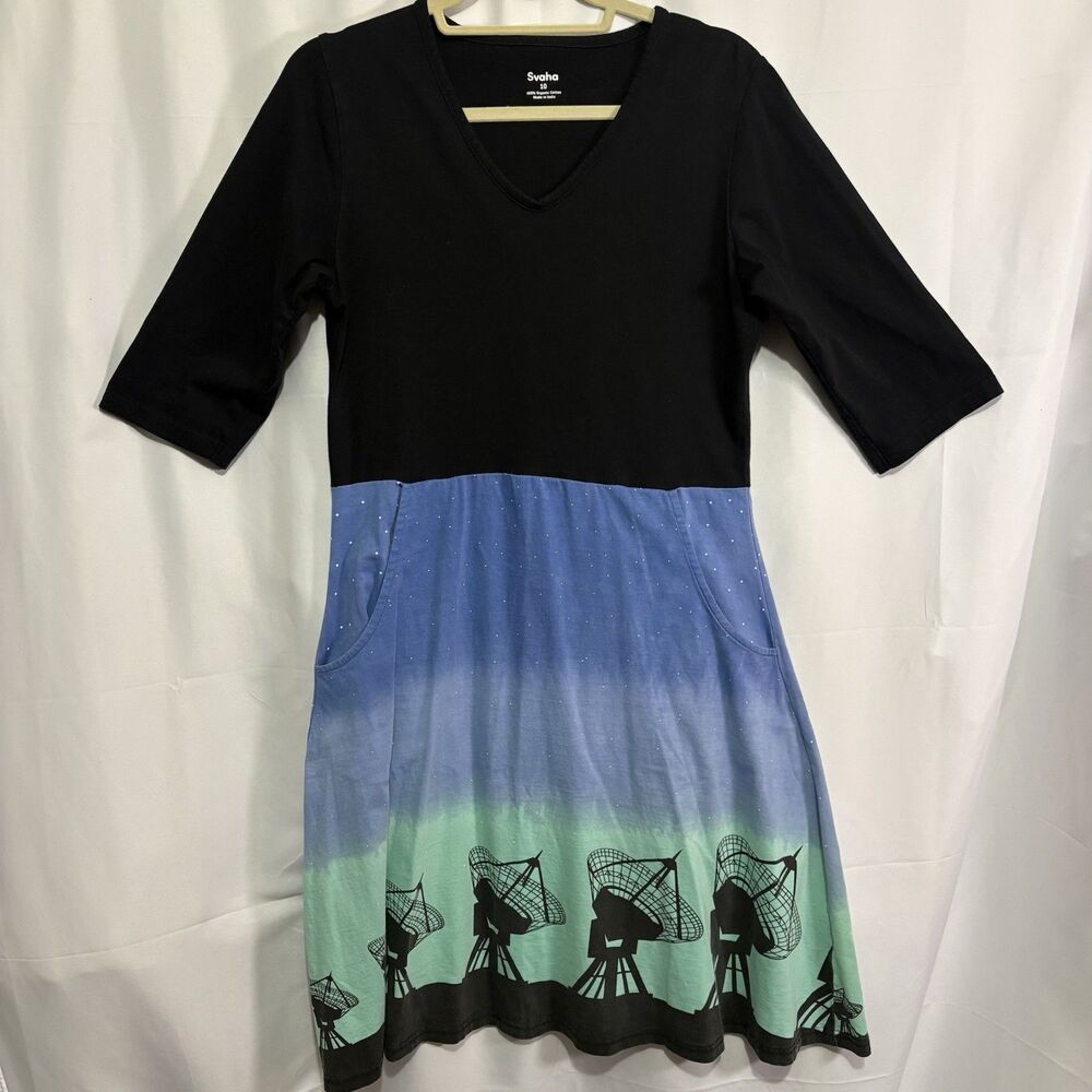 Svaha Black Satellite Twirl Dress Women’s Size 10 STEAM Organic Science Teacher